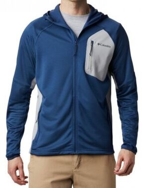 Columbia Single Canyon Hooded Fleece Men's Extra Large Blue Gray Full Zip Hoodie